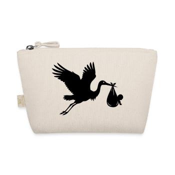 Storch mit Baby – Klapperstorch Motiv - Bio-Täschchen - Natur - Vorne