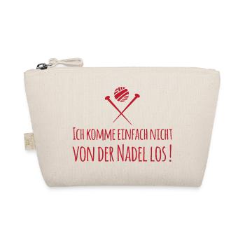 Komme nicht von der Nadel los / Stricken, Häckeln - Bio-Täschchen - Natur - Vorne