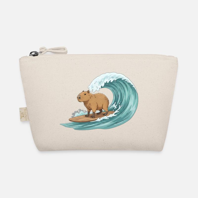 Capybara auf Surfbrett Bio-Täschchen