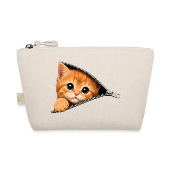 Cute Kitten Zipper Cat - Organic Pouch - nature - Front