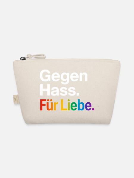 Regenbogen Liebe Statement Spruch Shirt CSD - Bio-Täschchen - Natur