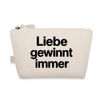 Liebe gewinnt immer Schriftzug Motiv CSD LGBTQ - Bio-Täschchen - Natur - Vorne