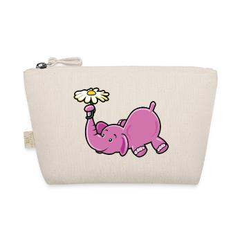 Rosa Elefant mit Gänseblümchen - Bio-Täschchen - Natur - Vorne