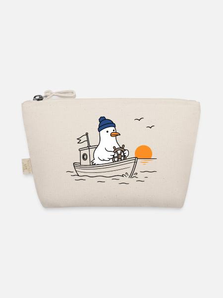 Möwe auf Boot im Sonnenuntergang - Bio-Täschchen - Natur