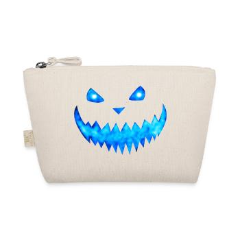 Halloween Gesicht Blau - Leuchtende Kürbisfratze - Bio-Täschchen - Natur - Vorne