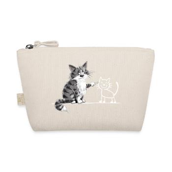 Katze malt Katze Cartoon Tierhumor Strichzeichnung - Bio-Täschchen - Natur - Vorne