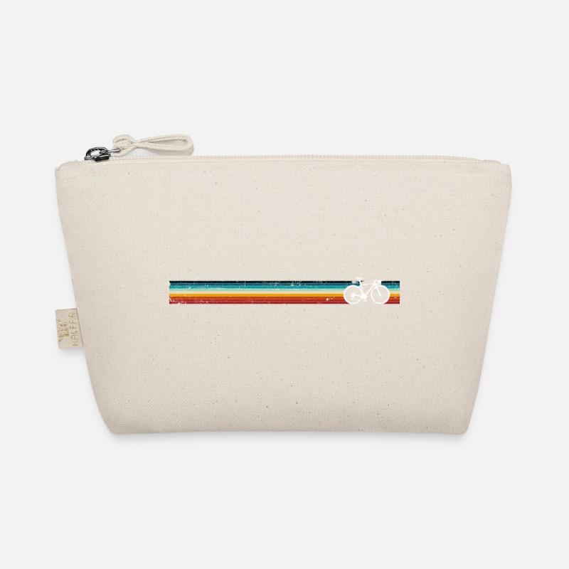 Rainbow Stripe Bicycle Silhouette - Organic Pouch - nature