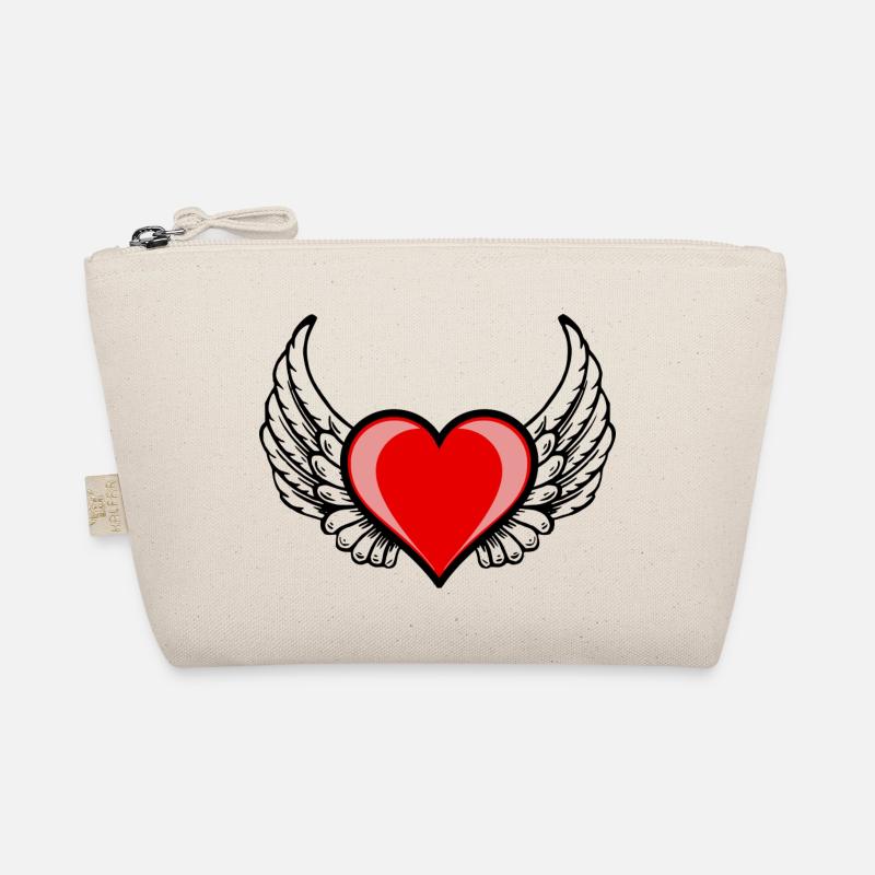 Heart with wings - Organic Pouch - nature