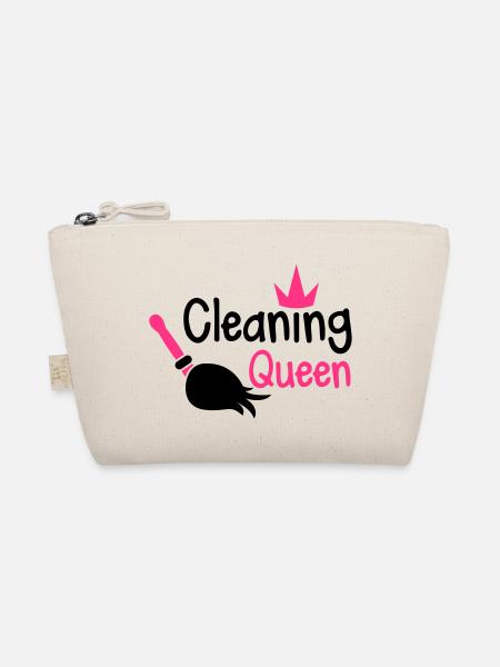 cleaning queen with a broom and a royal crown - Organic Pouch - nature - Front