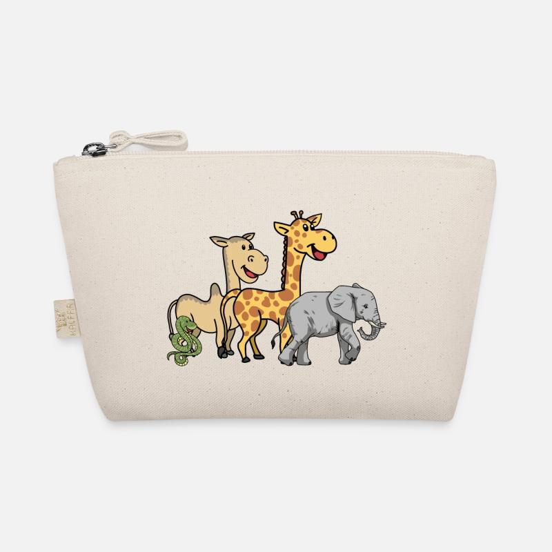 Afrika Wildtiere Elefant Giraffe Kamel Schlange Bio-Täschchen