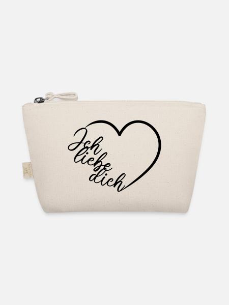 Ich liebe dich Kalligrafie Herz - Bio-Täschchen - Natur