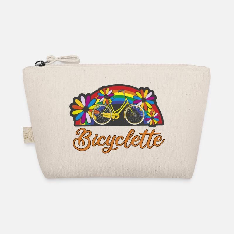 Bunte Fahrradromantik mit Regenbogen Bicyclette - Bio-Täschchen - Natur