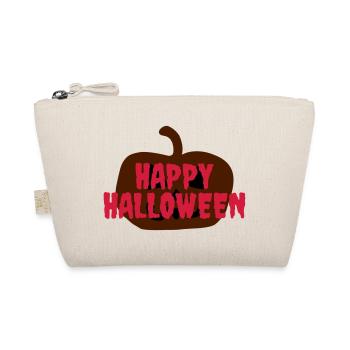 Happy halloween (Halloweenkürbis im Hintergrund) - Bio-Täschchen - Natur - Vorne