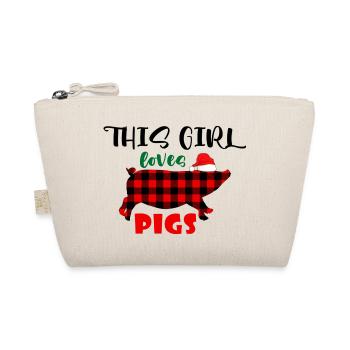 This Girl Loves Pigs Christmas - Organic Pouch - nature - Front