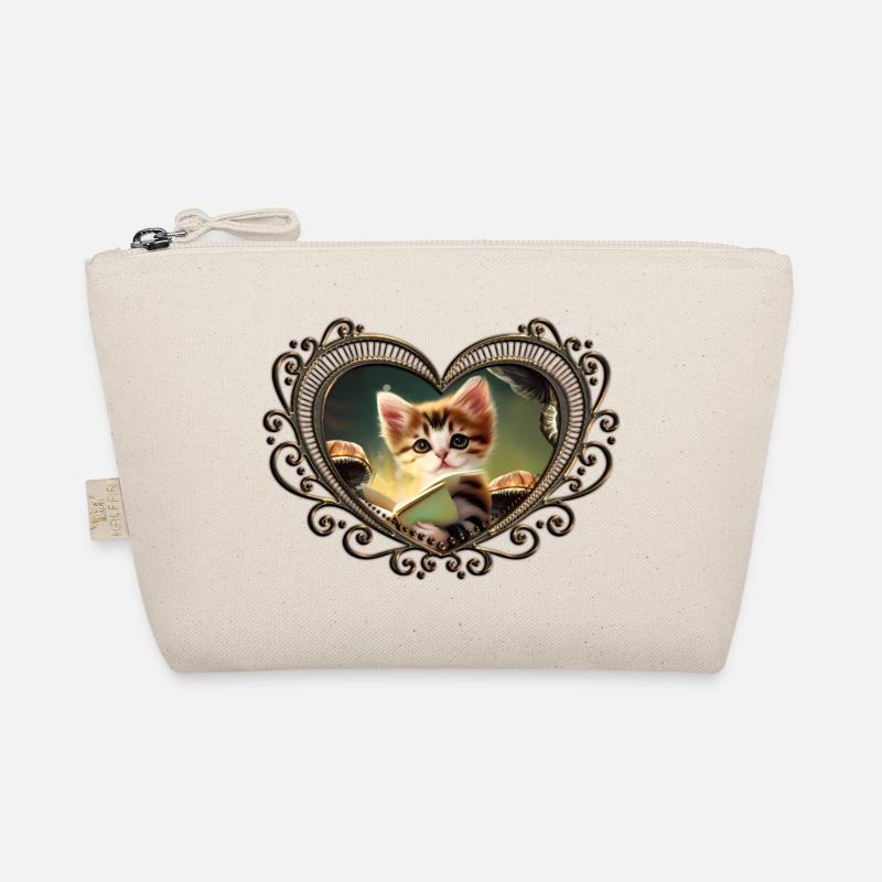 A cute kitten reading adventures Organic Pouch