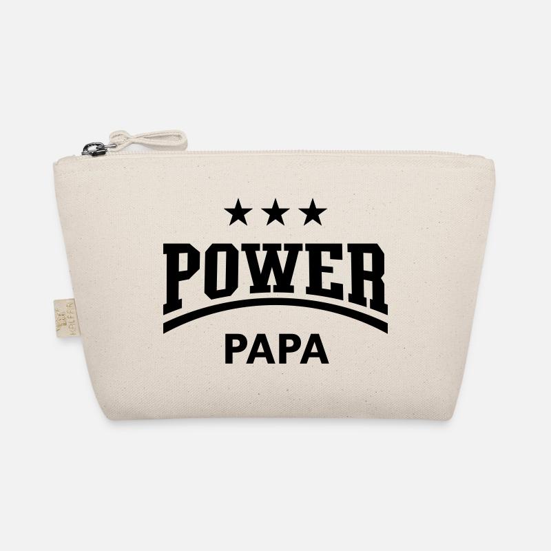 Power Papa (Papi, Vater, Vati, Vatertag / Black) Bio-Täschchen
