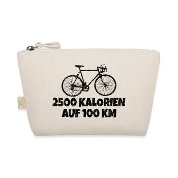 2500 Kalorien auf 100 km Rennrad (Vintage Schwarz) - Bio-Täschchen - Natur - Vorne
