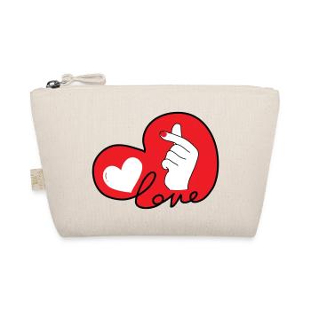 LOVE Finger Herz Tippfehler 3 - Bio-Täschchen - Natur - Vorne