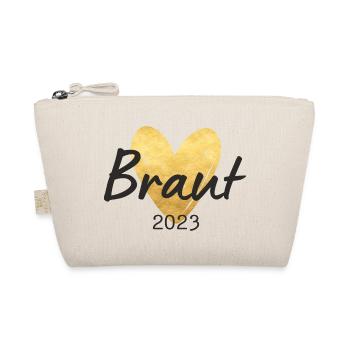 Braut 2023 goldenes Herz - Bio-Täschchen - Natur - Vorne