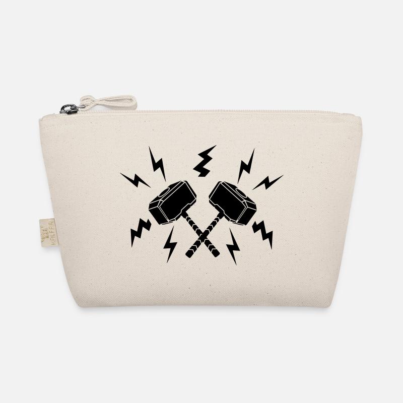 Two hammers of Thor around it lightning Organic Pouch