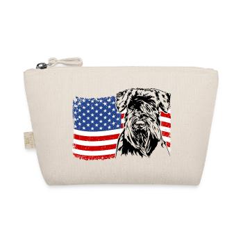 Schnauzer America Flag Dog Dogs Wilsigns - Organic Pouch - nature - Front