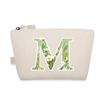 Letter M, Monogram, Floral Pattern - Organic Pouch - nature - Front