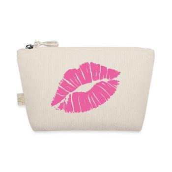 Smooch Pink Lippenstift Kiss Mark Love Statement T-Shirt - Bio-Täschchen - Natur - Vorne