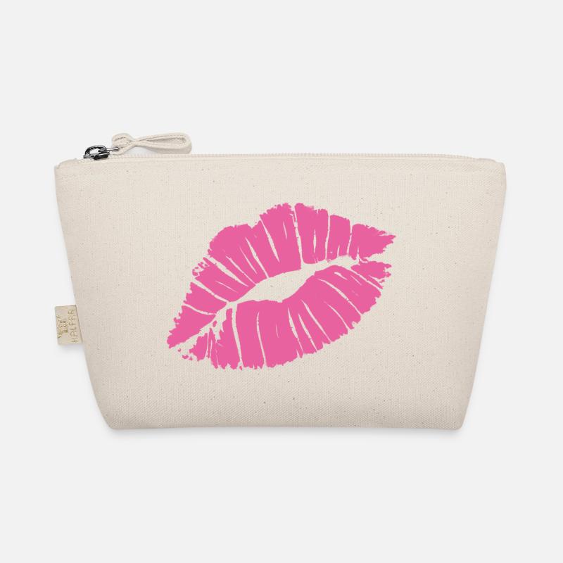Smooch Pink Lippenstift Kiss Mark Love Statement T-Shirt - Bio-Täschchen - Natur