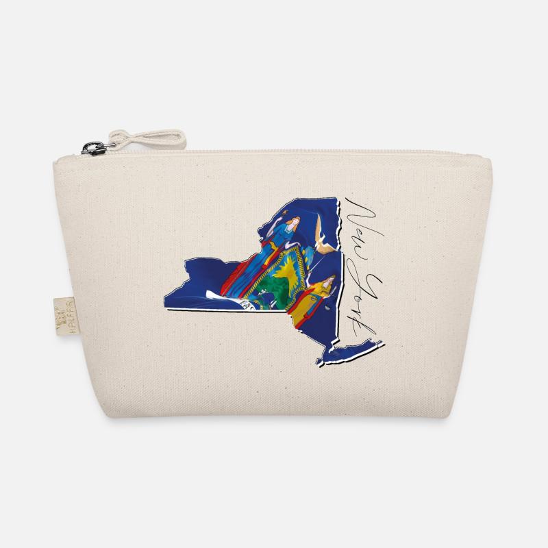 New York (USA) | echte Flagge | Flag Map Script Bio-Täschchen