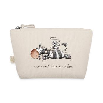 Cat Riding Zebra Stripe Animal Motif MODARTIS - Organic Pouch - nature - Front