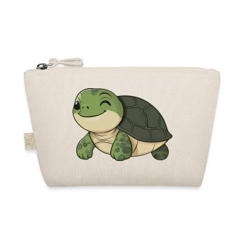 Cute Happy Turtle - Adorable and Cheerful Cartoon - Organic Pouch - nature - Front