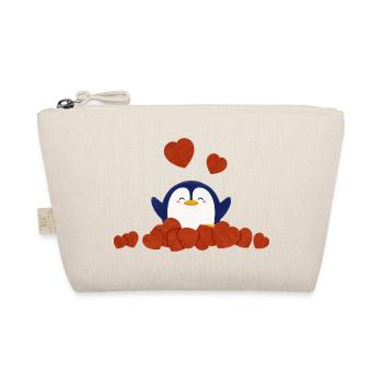 Pingouin mignon entouré de cœur - Trousse biologique - nature - Devant