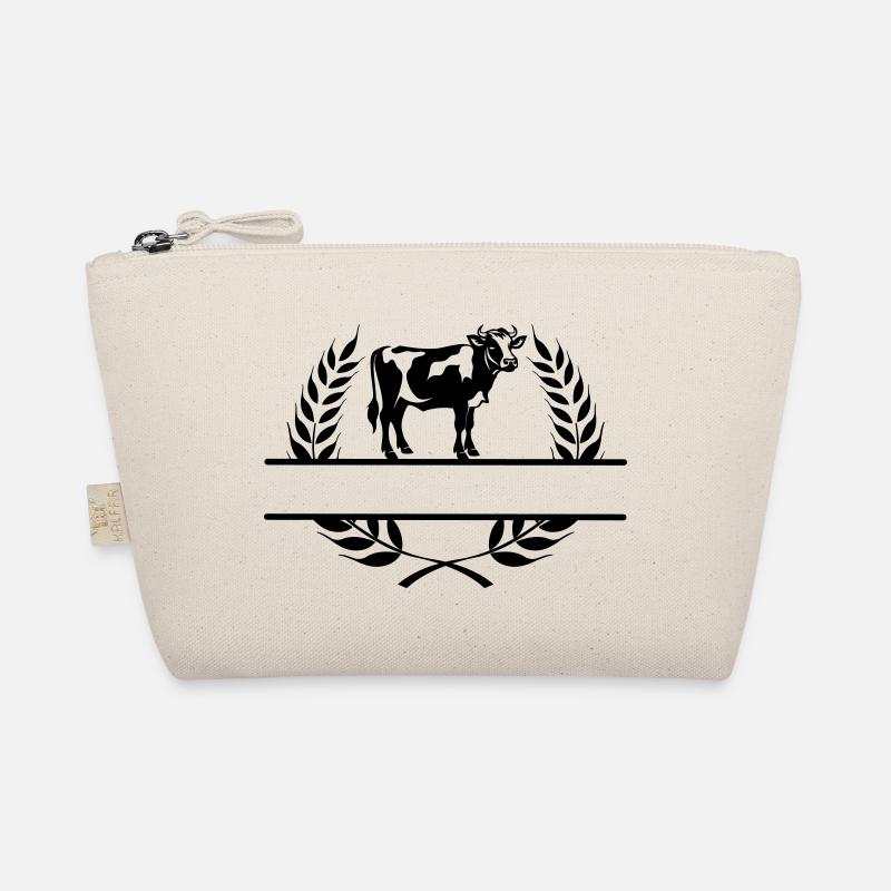 Dairy cow in laurel wreath with space for your own text Organic Pouch