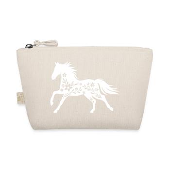 Elegant Floral Horse Silhouette - Organic Pouch - nature - Front