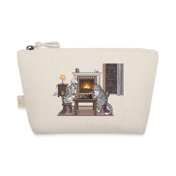Cozy fireplace room with chess and cat - Organic Pouch - nature - Front