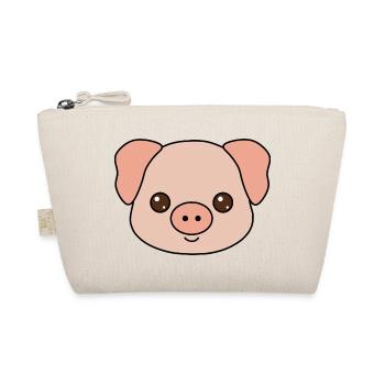 Cute Piglet Face Illustration - Organic Pouch - nature - Front