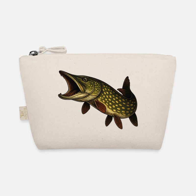 Dynamic Pike Fish Motif Organic Pouch
