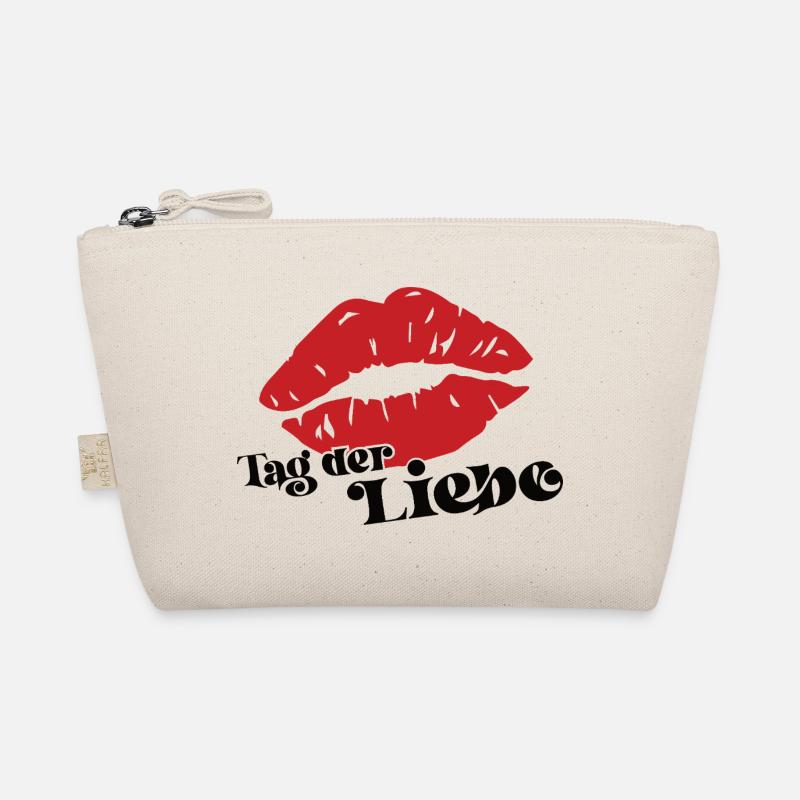 Tag der Liebe Hochzeit Verlobung Geburtstag Kuss - Bio-Täschchen - Natur