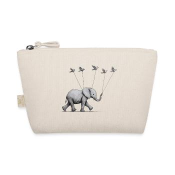 Little Elephant with Birds – Delicate Illustration - Organic Pouch - nature - Front
