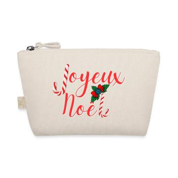 Merry Christmas Typography Festive Candy Cane - Organic Pouch - nature - Front