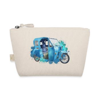 DDR Ost-Moped Duo Aquarell – Kultfahrzeug Blau - Bio-Täschchen - Natur - Vorne