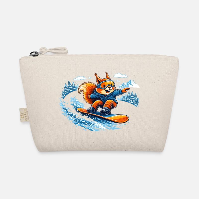 Lustiges Snowboard Eichhörnchen – Winter Fun Bio-Täschchen
