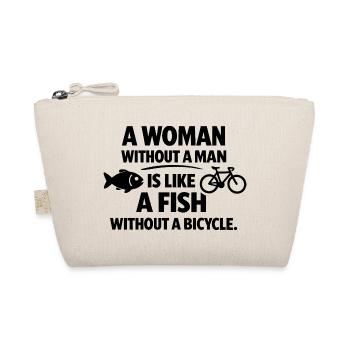 A Woman Without a Man – Feminist Saying - Organic Pouch - nature - Front