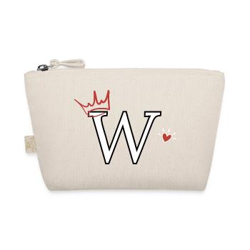 Letter w Crown Heart - Organic Pouch - nature - Front