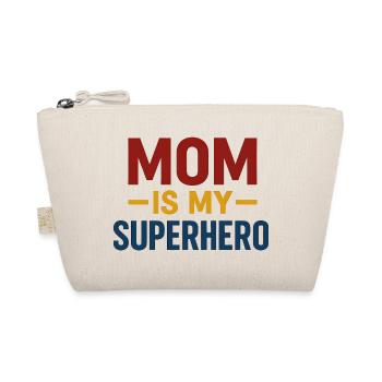 Mom Superhero — Bold Typography - Organic Pouch - nature - Front