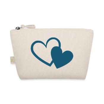 blaues Herz 2 Herzen Geschenk - Bio-Täschchen - Natur - Vorne