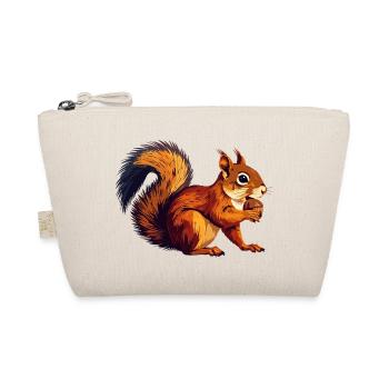 Orange Brown Squirrel with Acorn Nut Motif - Organic Pouch - nature - Front