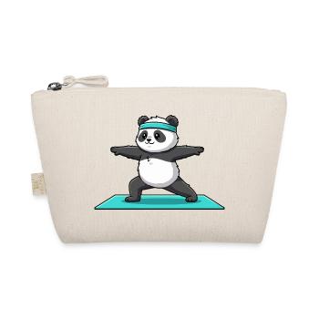 Yoga Panda Bear Doing Warrior Pose - Organic Pouch - nature - Front
