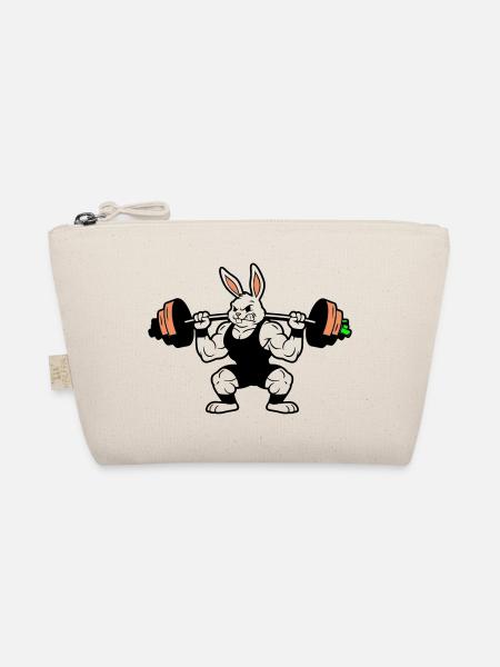 Muskel Hase Karotten Hantel - Bio-Täschchen - Natur - Vorne