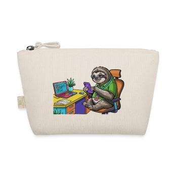 Fauler Büro-Sloth mit Laptop und Smartphone - Bio-Täschchen - Natur - Vorne